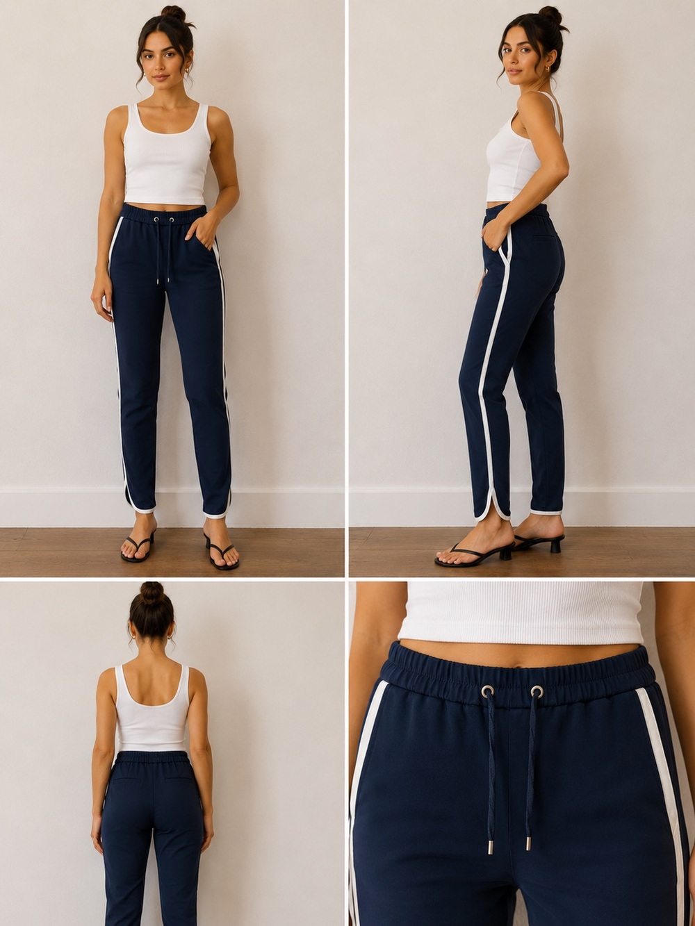 Armani Exchange Navy Joggers with White Side Stripes